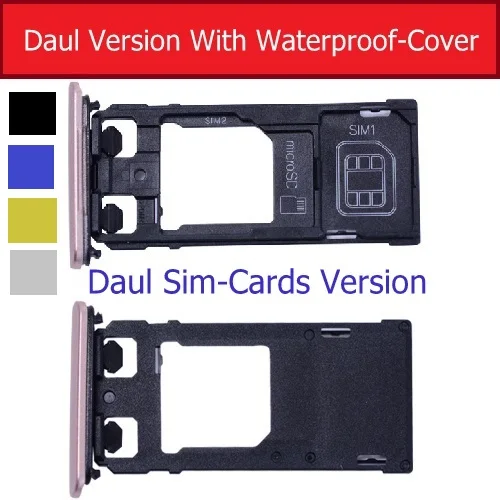 Daul Одноместный лоток для sim-карт с водонепроницаемой вилкой для Sony Xperia X/X compact/X Performance/XZ/XZS адаптер для sim-карт и карт памяти - Цвет: Daul sim gold