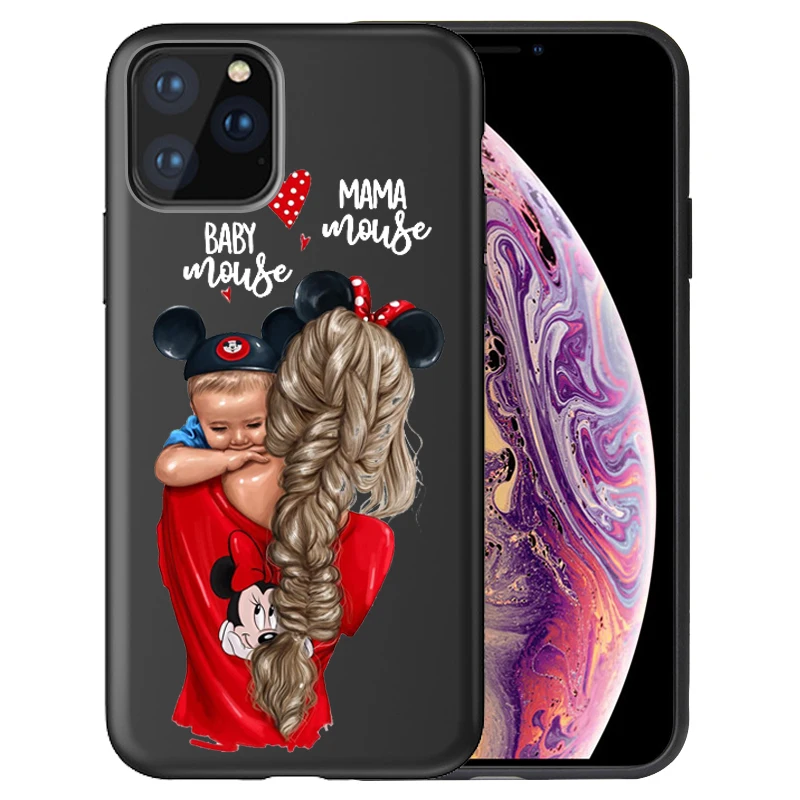 Fashion Super Mom Baby Girl Phone Case For iphone 11 11Pro Max Family Case for Capa iPhone 11 Case Etui - Цвет: 03