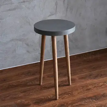 

Nordic Style Round Small Coffee Table Simple Modern Living Room Imitation Cement Wood American Country Side Table Creative