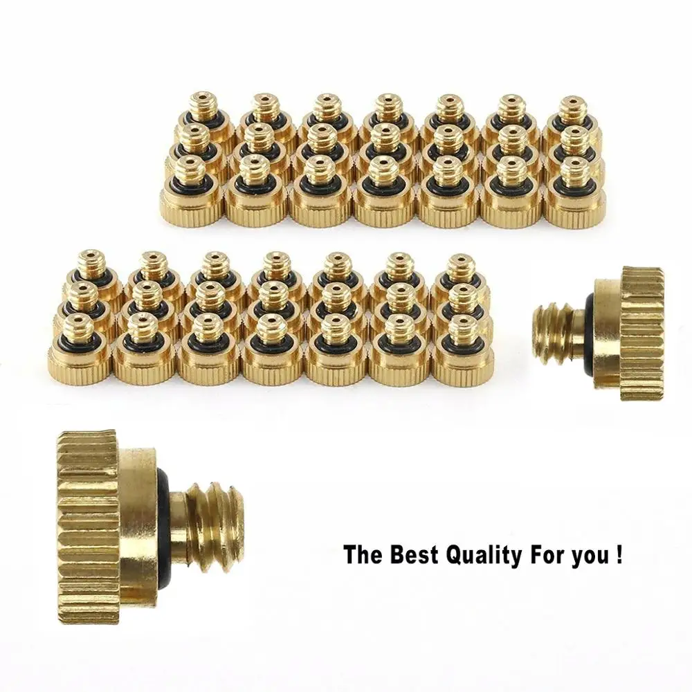 10/24 UNC,10-Pack Jahyshow Brass and Stainless Steel Mist Nozzle For Outdoor Cooling System 0.3 mm 0.012 Orifice 