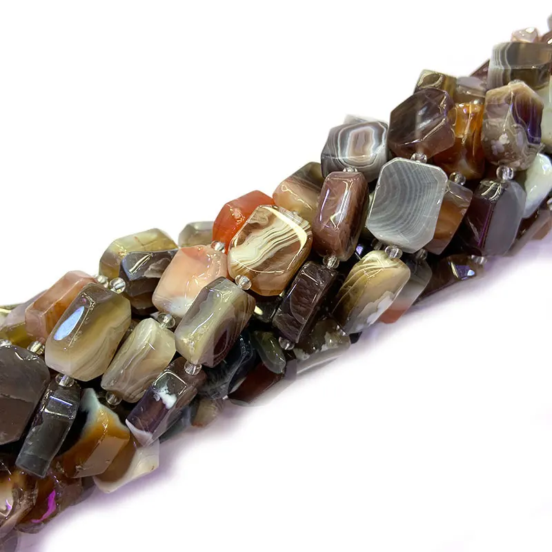 12x16mm Natural Botswana Agate Beads DIY Freeform Geometric Loose Stone Beads For Jewelry Making Beads Necklace Women Gift