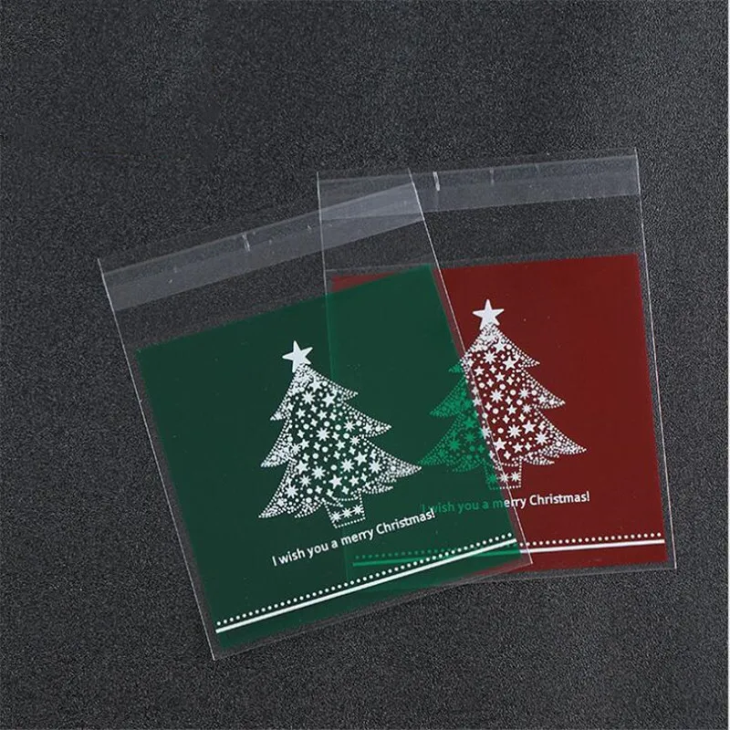 Горячая Рождественская елка выпечки пакет двухцветная самоклеющаяся сумка Рождественский маленький Подарочный мешок печенье конфеты мешок 20 шт