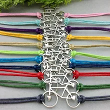 100 шт велосипедный браслет для мужчин и женщин ручной работы плетеный кожаный ремешок Шарм с изображением велосипеда браслет ювелирные аксессуары