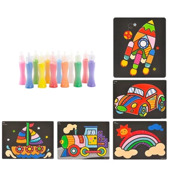 

Kids Sand Painting Toy Suit 12 Color Bottles DIY Cartoon Sand Painting Toy Children's Arts and Crafts Toys Kids Gift