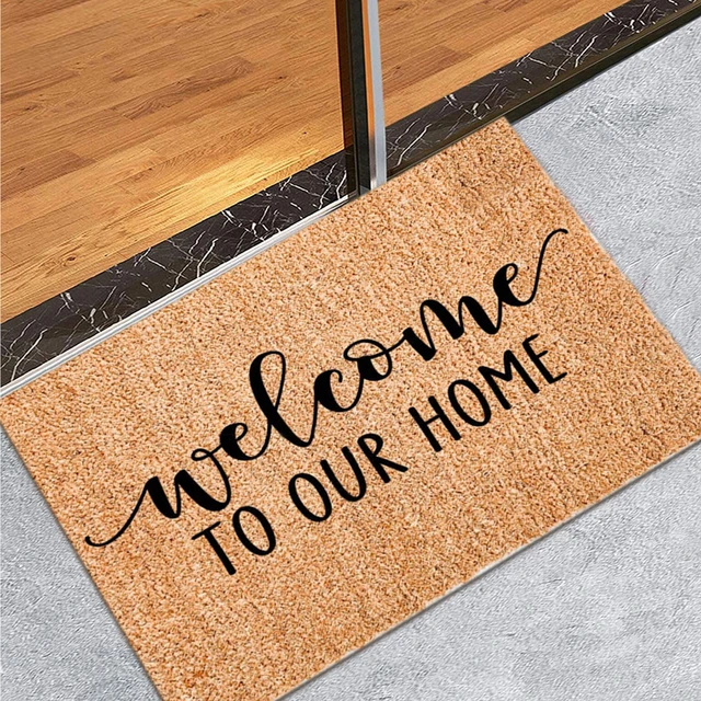 Doormat Welcome Letter Print Entrance Hallway Rectangle Printed Non-slip  Floor Rugs Front Door Mat Outdoor