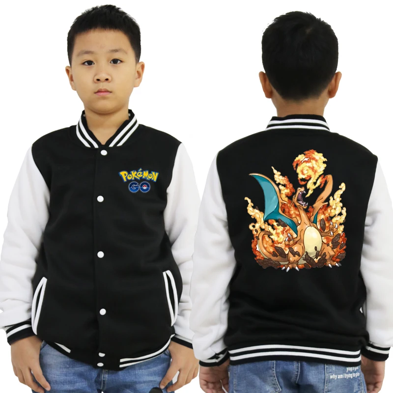 baseball jacket 15 Куртки для мальчиков и девочек с принтом «Покемон»; осенне-зимнее теплое пальто для малышей; бейсбольная куртка для малышей; повседневная верхняя одежда; детская одежда - Цвет: baseball jacket 15