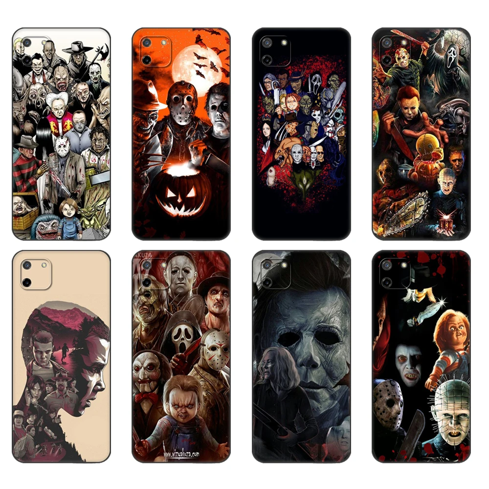 Custodia In Tpu Nero Per Oppo Realme C11 Custodia Per Realme C 11 Realmec11 Back Rmx2185 Cover Bumper Movie Horror Icon