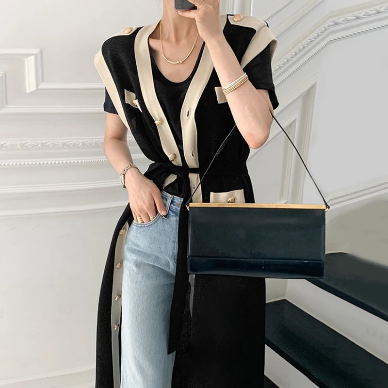 New Summer Sweater Women Dress Sleeveless Sweaters Knitted Dresses Womens Long Loose Maxi Oversize Knitting Robe Vestido