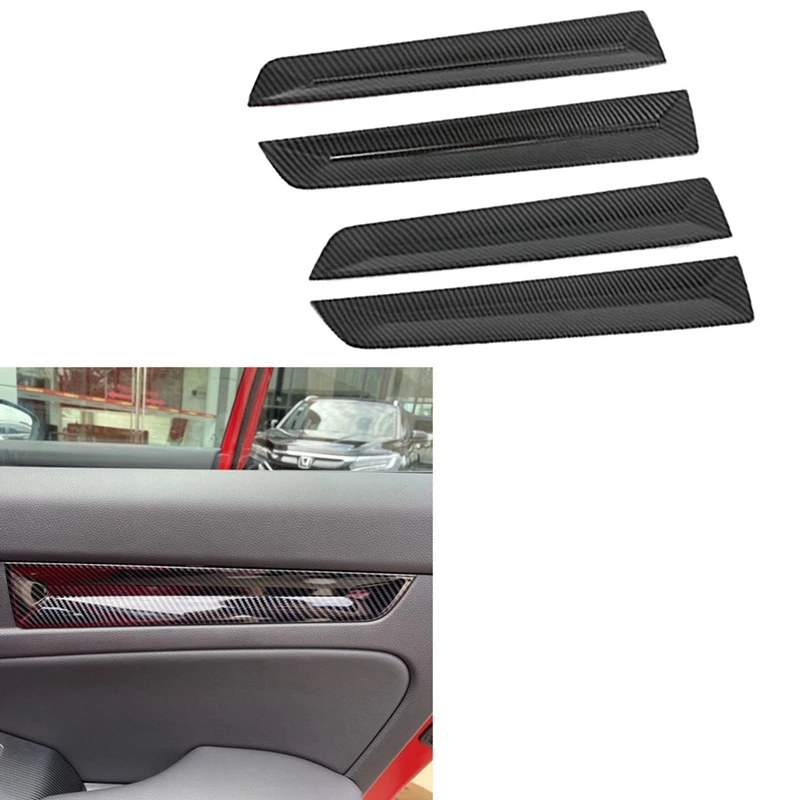 For Honda for Civic 11Th Generation 2021-2022 Carbon Fiber Inner Door Panels Strip Decoration Cover Trim | Автомобили и мотоциклы