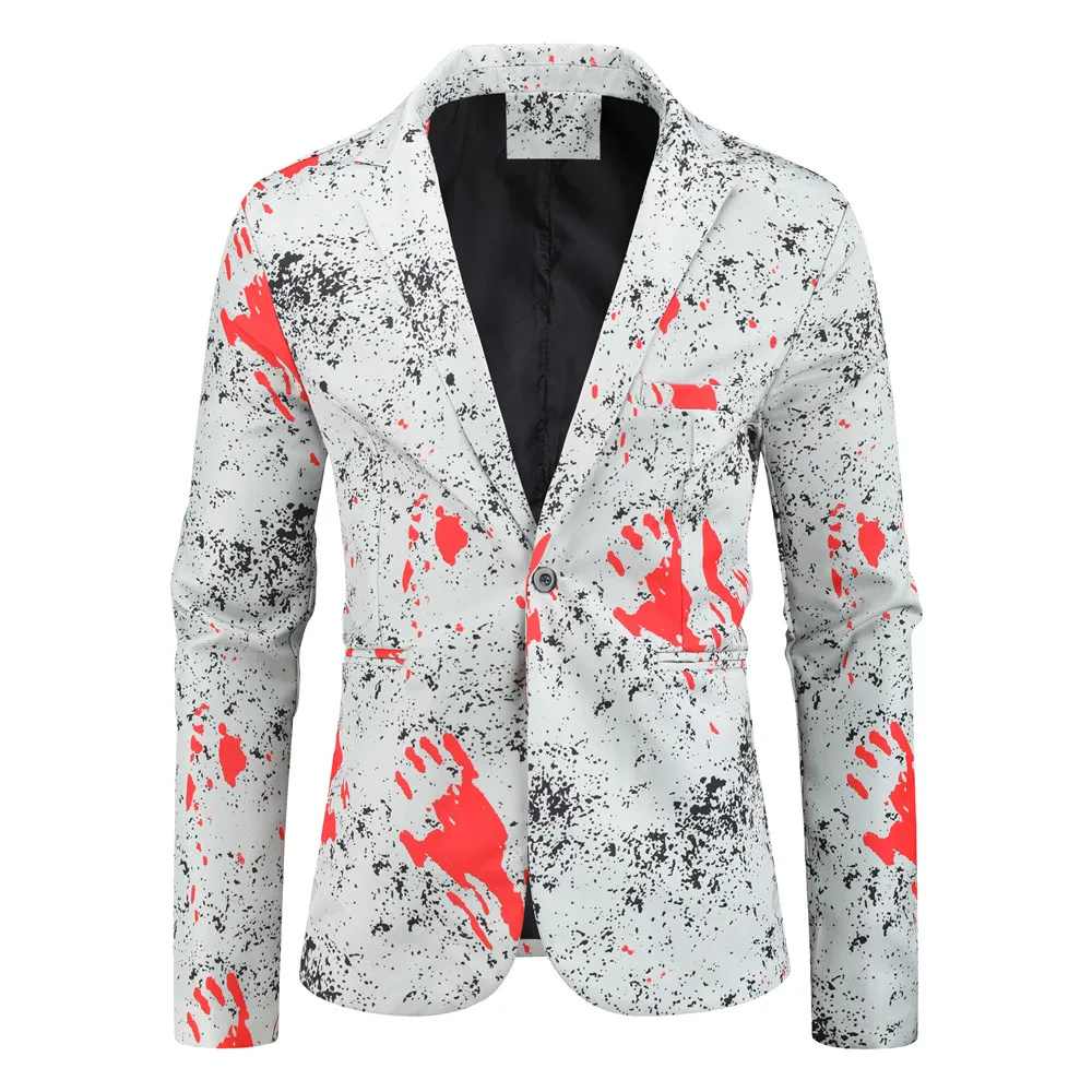 

Men Stylish White Casual Floral Print Formal Blazer Casual Suits Jacket Slim Fit Blazer Jacket for Men