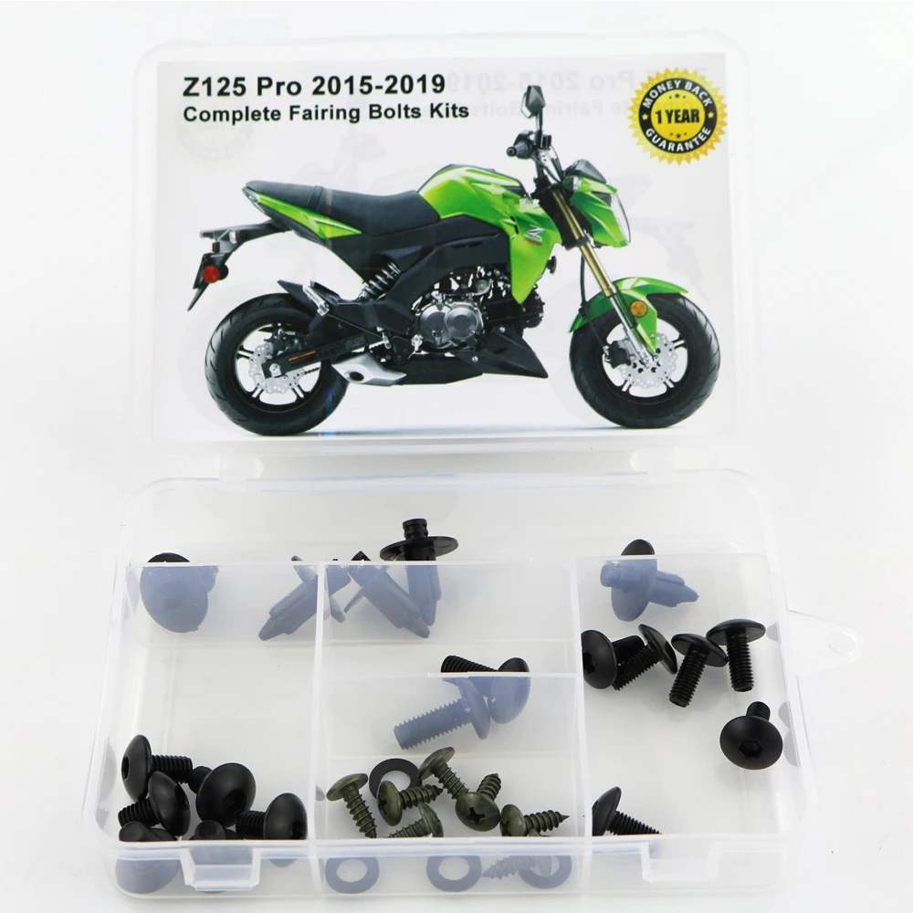 Black Для Kawasaki Z125 Pro полный обтекатель Болты Комплект покрытия болтов винтов гайка зажимы мотоцикл Сталь - Цвет: Black