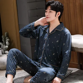 

Couple Pajama Set Full Pure Cotton Pijamas Mujer Long Sleeve Sleepwear His-and-her Home Suit Pyjama For Lover Man Woman Clothes