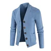 Khaki Cardigan Men Cotton Sweater Long Sleeve Mens V-Neck Sweaters Loose Solid Button Tops Fit Knitting Casual Style Clothing 3
