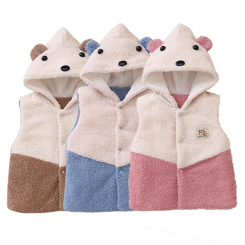 Осенне-зимняя Детская жилетка с капюшоном; детская куртка с рисунком; зимняя теплая верхняя одежда для маленьких мальчиков и девочек; пальто; Новинка; s