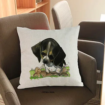Beagle животное собака акварельная картина льняная подушка, подушка для дома гостиной диван украшения наволочки подушки собаки - Цвет: beagle26
