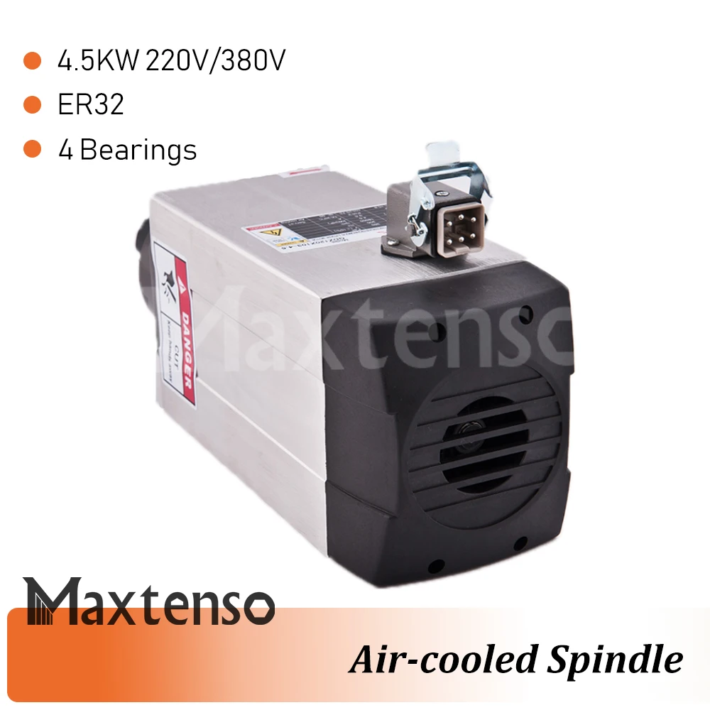 MAXTENSO 4.5KW 220V 380V Air cooling Spindle Motor CNC Router ER32 collet Air-cooled spindle for Engraving Milling Machine GDZ