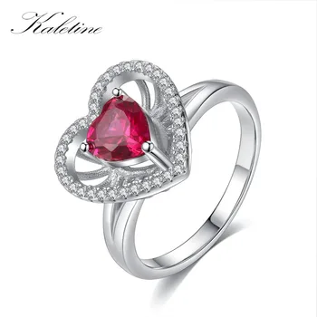 

Kaletine Bohemian Wedding Rings Heart Love Red Semi-precious Stone 925 Sterling Silver Rings For Women Wholesale Lots Bulk