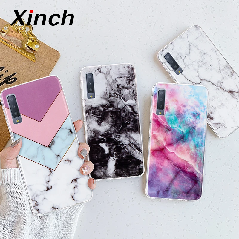 

Xinch Phone Case For Samsung Galaxy J4 Plus J6 + A6 A8 A7 2018 J3 J5 2017 Back Cover on Cute Art Marble TPU Silicone Coque Funda