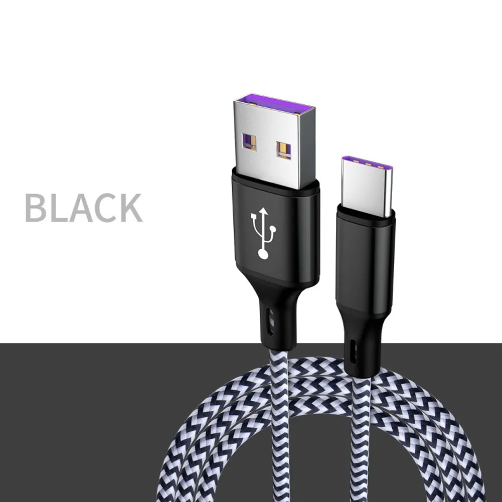 50 x Black Jetjoy Nylon Braided 5A Surper Fast Charging Type C USB Data Charger Charge Cable Durable For Huawei P30 Pro Wholesale 50 Pcs - Color: 50 x Black