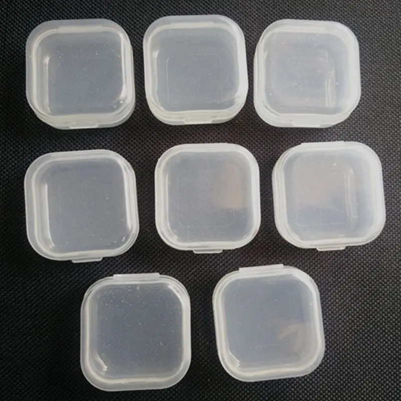 20 шт квадратные мини прозрачные пластиковые контейнеры для хранения коробка с крышками для мелких предметов