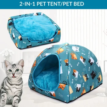 Warm Cat Bed Small Dogs Kittens House Pet Basket Cushion Cat Sleeping Pillow Mat Tent Puppy Lounger Soft Nest Cave Cats Beds 5