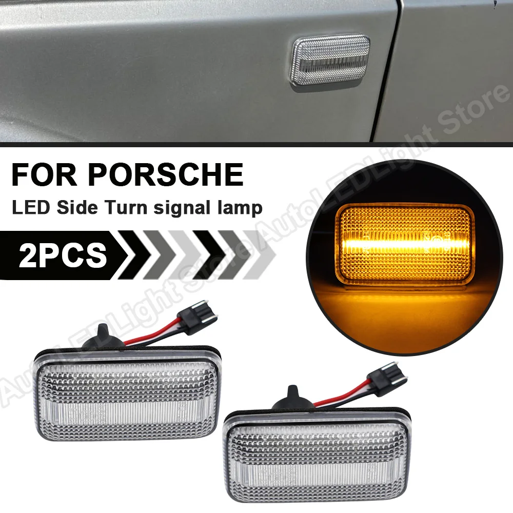 

2X Clear lens LED Side Turn Signal Marker Light Arrow Blinker FOR Porsche 911 Carrera 924/924S 944 959 968 Audi VW Aston Martin