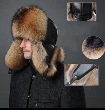 

2019 Hot Sale 100% Natural Fox Fur Hat Women Cap Thick Fur Cap Winter Warm Hat Female Fashion For Women Hat With Earmuffs Hat