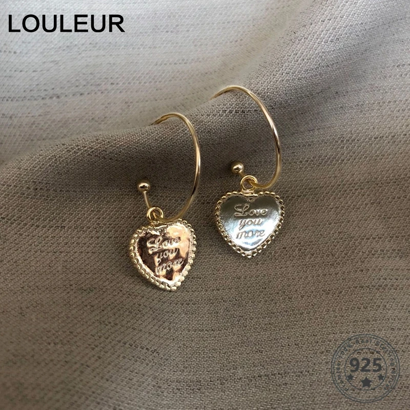 Женские серьги в виде сердца LouLeur из стерлингового серебра 925 пробы во