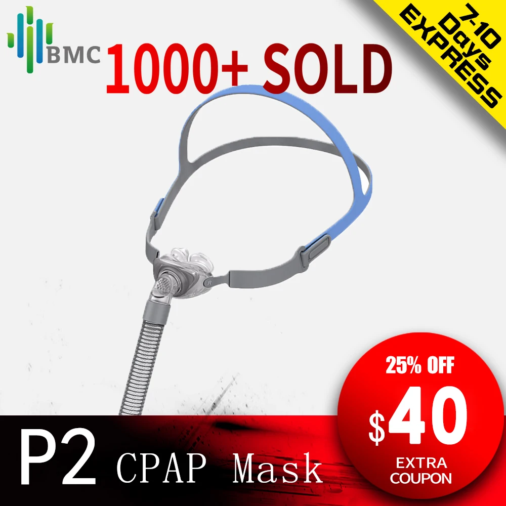 BMC P2 Nasal Pillows Mask Light Weight Sleep CPAP for Snore Medical Machines S/M/L Three Size Soft Cushions P2H Waterless H | Красота и