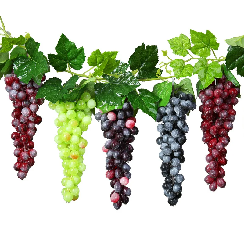Real Touch Artificial Fruit Grapes Plastic Fake Leaves Christmas Home Garden Wedding Party Decoration Food Photography Props