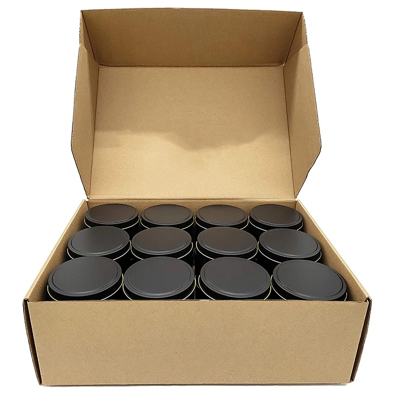 Candle Tins, 24 Piece, 4 Oz Metal Candle Containers for Making Candles, Arts & Crafts, Dry Storage,Black