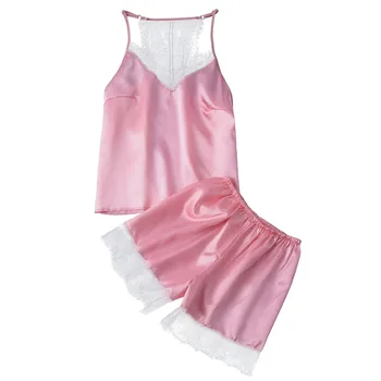 

Sexy Pijama For Women Stain Lace Silk Lingerie NightPajamas Camisole Sleepwear Summer Pijamas Women Пижама Женская