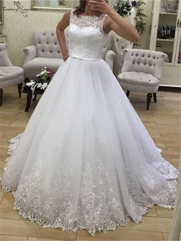 

Ball Gown Wedding Dresses Bridal Gowns Appliques Corset Back Vintage Lace Bride Dress Robe De Mariée 2020