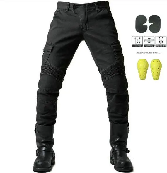 Green Motorcycle Pants Men Motocross Racing Trousers Cargo Jeans Touring Riding Pantalon Moto Pants Motorcycle Equipment Pants JES-26 Black Basic