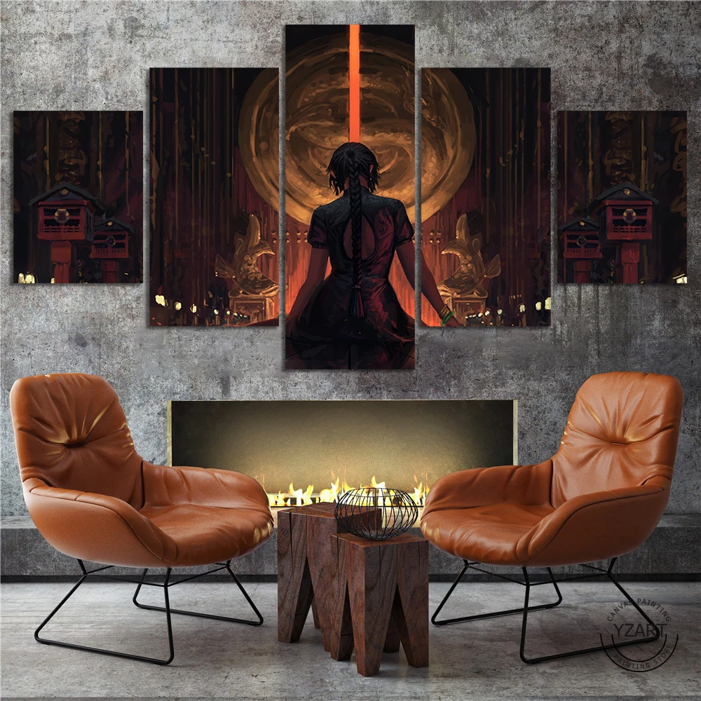 フレームなしのファンタジーアート 5 3ピース セクシー 女性用 バックビュー アートゲーム 部屋のポスター 装飾用 ウォールアート ギフト 絵画 書道 Aliexpress