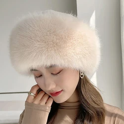 Chapeaux élégants en fausse fourrure de renard, bérets coupe vent d'hiver, couvre chef chaud de Ski, couleur unie, à la mode 