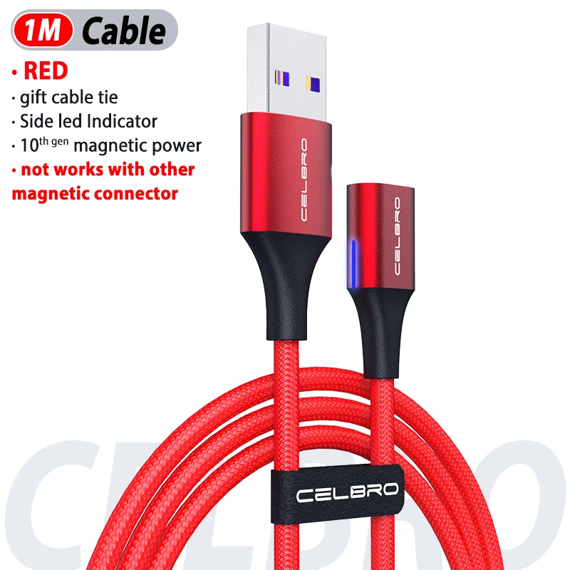 Магнитный USB кабель type C mi crousb кабель 1 м мобильный телефон Быстрая зарядка кабель для iPhone 11 Pro Max Xiaomi mi Note 10 Pro samsung - Цвет: Red Cable