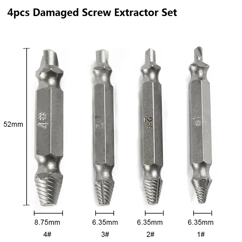 XCAN 4 шт. HSS4341 скоростные поврежденные винтовые экстракторы сверла и болт экстрактор Набор отвертка инструмент для удаления - Цвет: None Coated