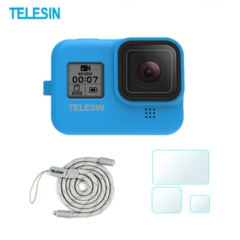 

TELESIN Protective Silicone Case for GoPro Hero 8 with Screen Protector Lens Film Housing Cover for Hero 8 Camera Accessories