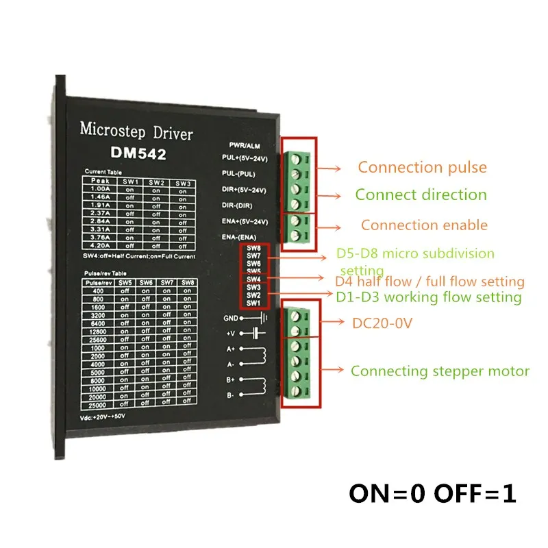 

10pcs DM542 2-phase Stepper Motor Driver 57/86 Series Step Stepping Motor Driver 18-48VDC Optical isolation signal input Driver
