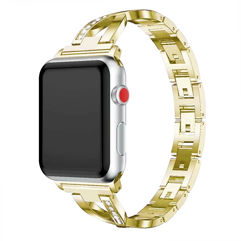Металлический браслет из нержавеющей стали для Apple Watch Series 5 4 3 2 1 38 мм 42 мм ремешок для Iwatch 5 40 мм 44 мм аксессуары - Цвет ремешка: Gold