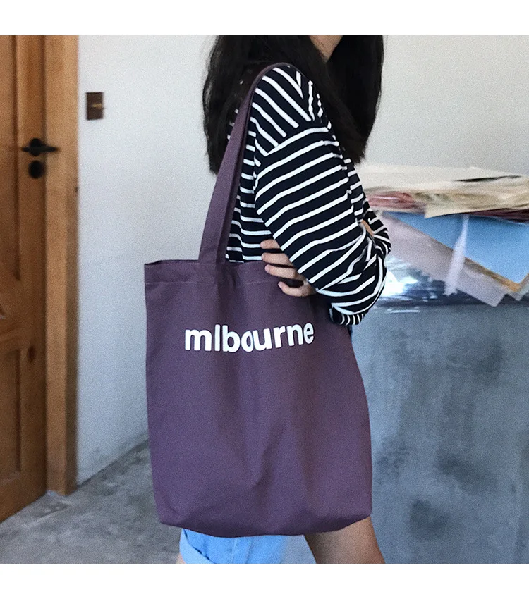 Merci Bolso de hombro grande de lona para mujer, bolsa de compras de  comestibles ecológica con estampado francés, de tela de algodón,  informal|Bolsos de hombro| - AliExpress