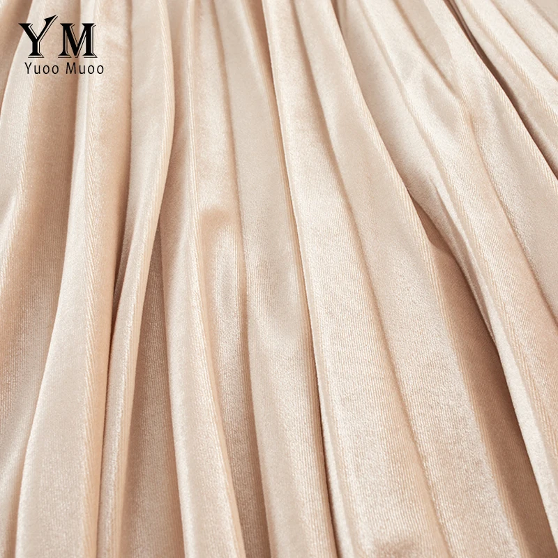 YuooMuoo двухсторонняя одежда бархатная сетчатая юбка для женщин Новое поступление однотонные осенне-зимние женские плиссированные юбки миди