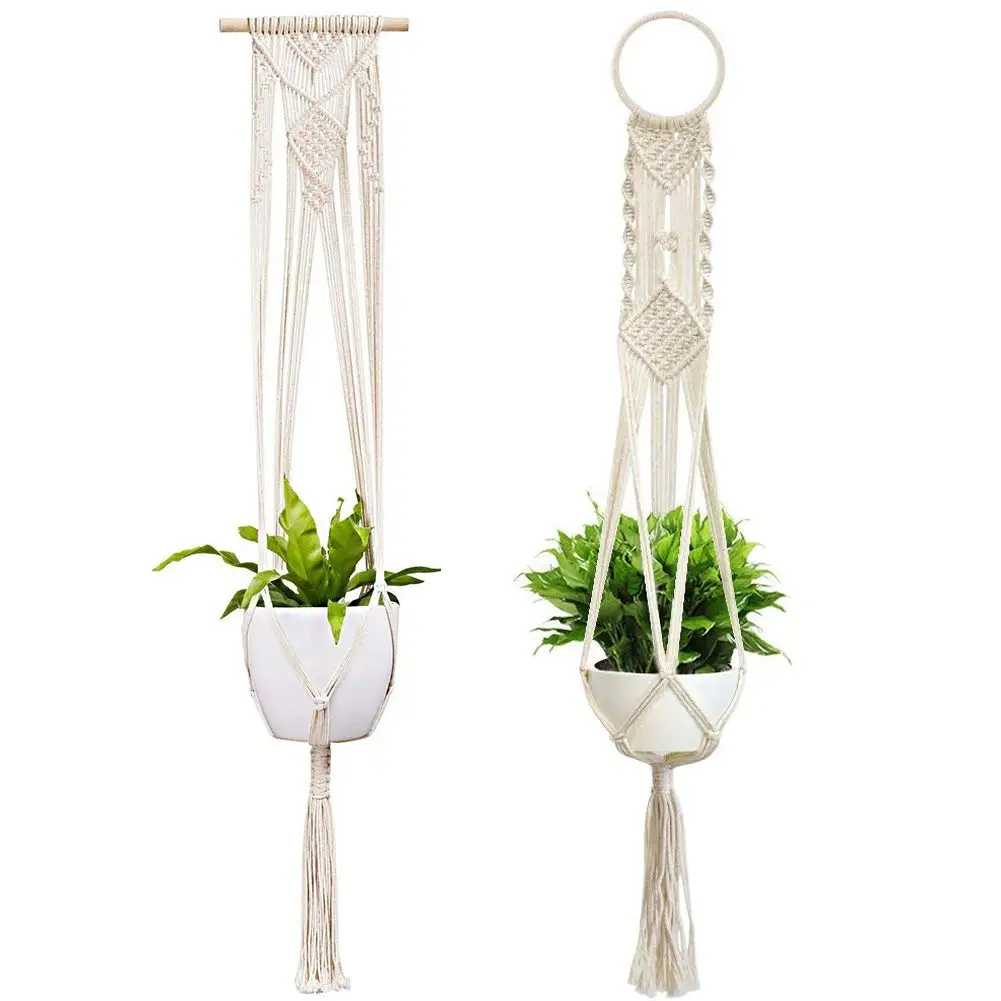 

Macrame Plant Hanger Indoor Outdoor Plant Holder Cotton Rope Hangers 2 Pcs Boho Hanging Planter,41 Inch