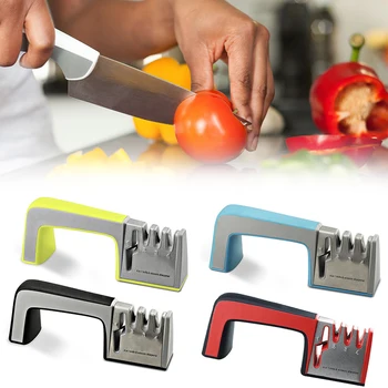 

Knife Sharpener 4 in 1 Diamond Coated&Fine Rod Knife Shears and Scissors System Stainless Steel Blades for Straight Knives