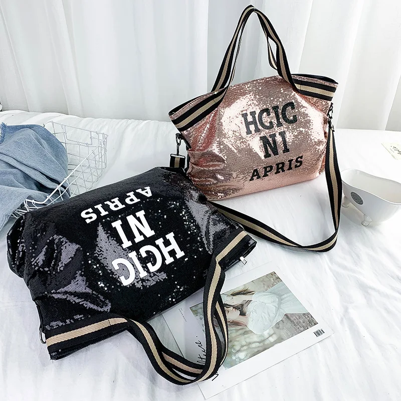 

2020 New Style Big Range WOMEN'S Bag Fashion Europe And America Fashion Shoulder Bag Women's Sequin Handbag Shoulder Lettered Bi