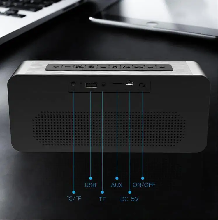 Sardine беспроводной bluetooth динамик большой светодиодный дисплей Будильник портативный сабвуферный Стереодинамик AUX TF USB MP3 плеер fm-радио