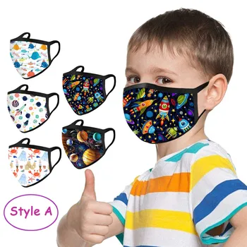 

5PCS Children Face-Masks Washable Cartoon Printed Reusable Washable Outdoor Breathable Face Cover Mask mascarilla