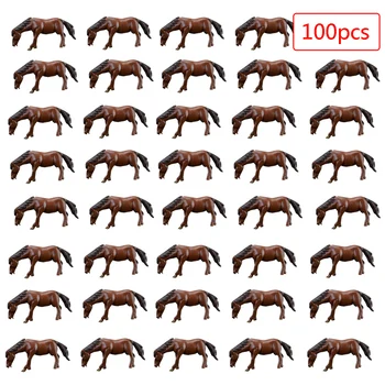 

100Pcs 1:87 Scale Model Horse for DIY Architecture Sand Table Micro Landscape - Coffee