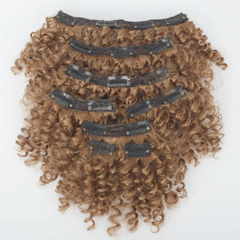 

Clips In Hair Afro Kinky Curly Clip In Hair Extensions 8 Pieces And 140g/Set Natural Color Synthetic Wig Remy Hair